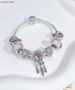 Vòng tay pandora charm hồng