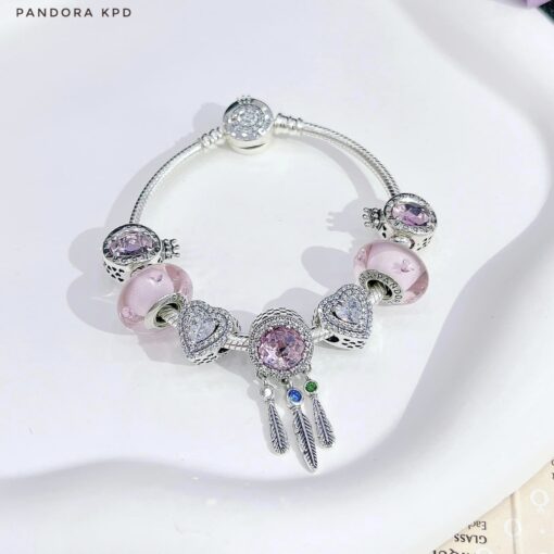 Vòng tay pandora charm hồng